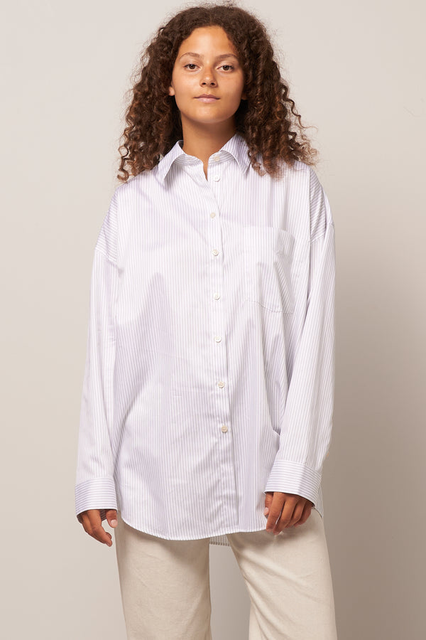 Stripe Button-Up Shirt White/Blue
