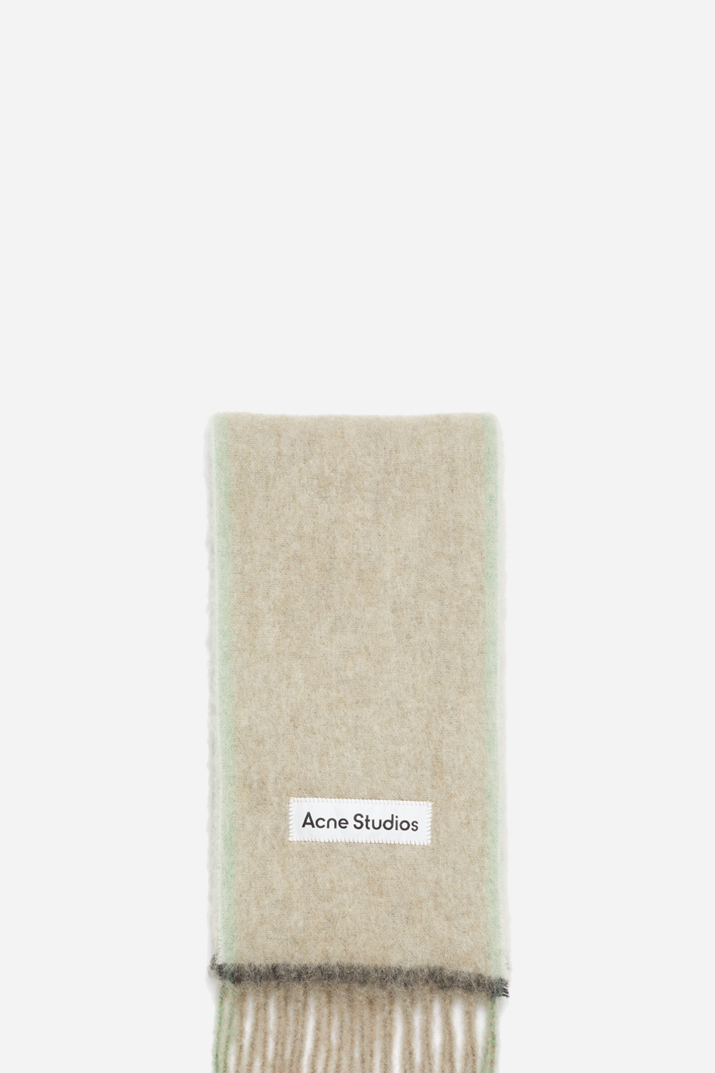 Wool Mohair Scarf Narrow Beige/Grey