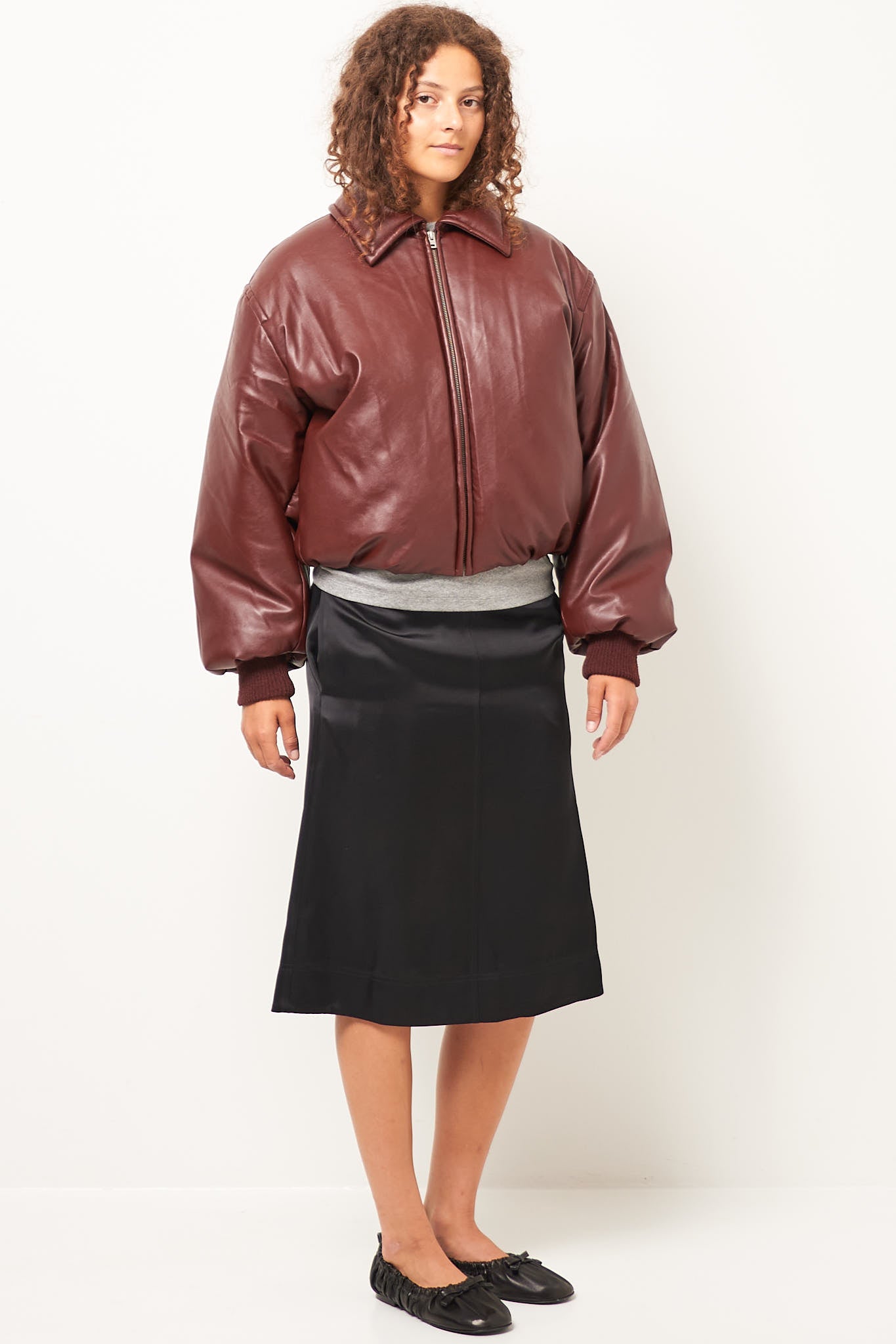 Coated Bomber Jacket Dark Burgundy