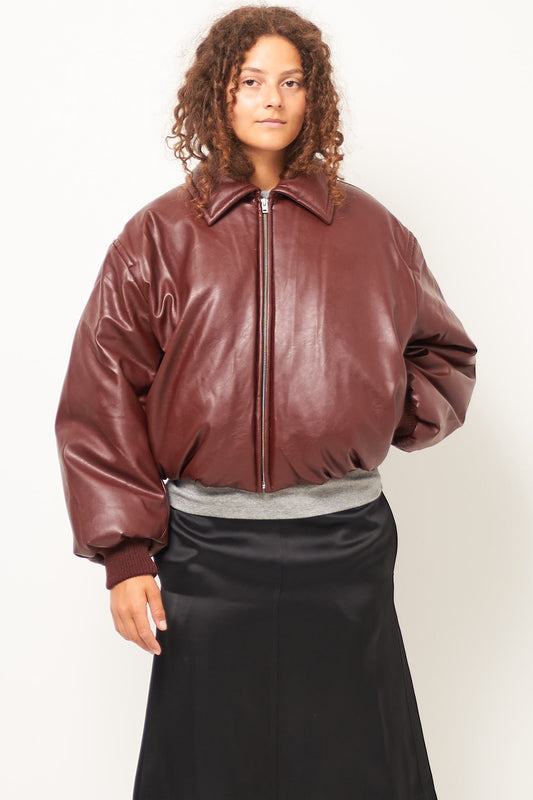 Coated Bomber Jacket Dark Burgundy