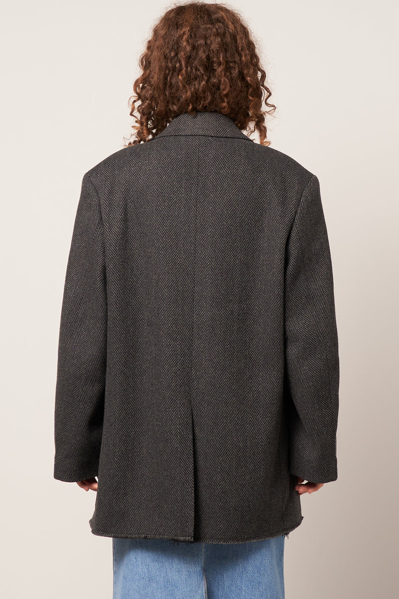 Double-Breasted Wool Coat Grey/Black