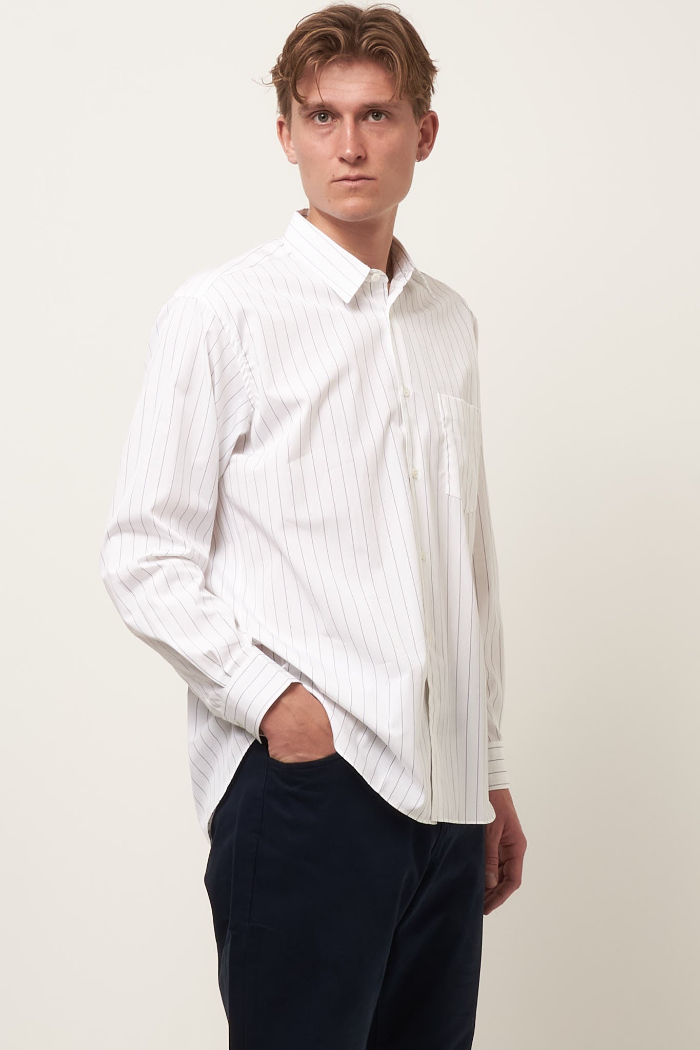 Forever Shirt Thin Blue Stripe White