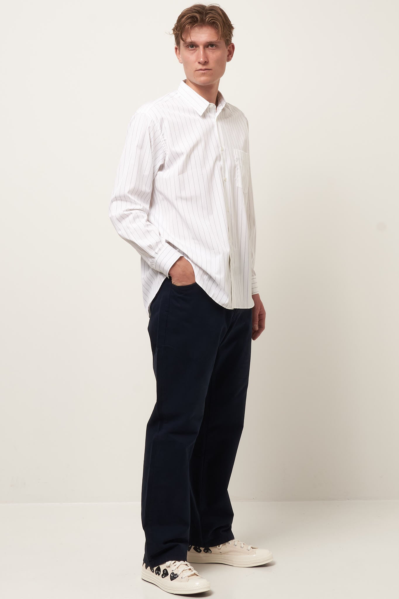 Forever Shirt Thin Blue Stripe White