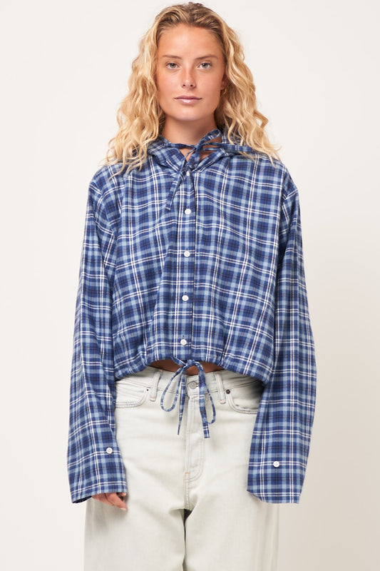 Hooded Button-Up Shirt Mid Blue/Dusty Blue