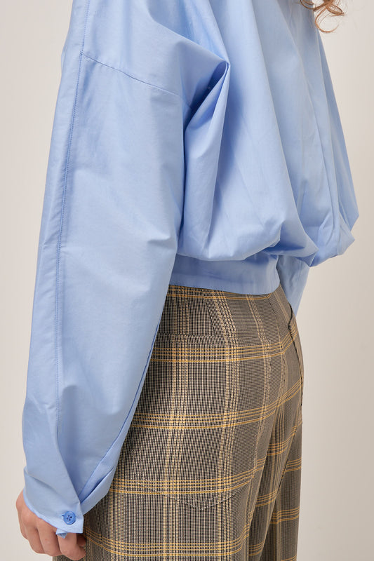 Gathered Back Poplin Shirt Blue