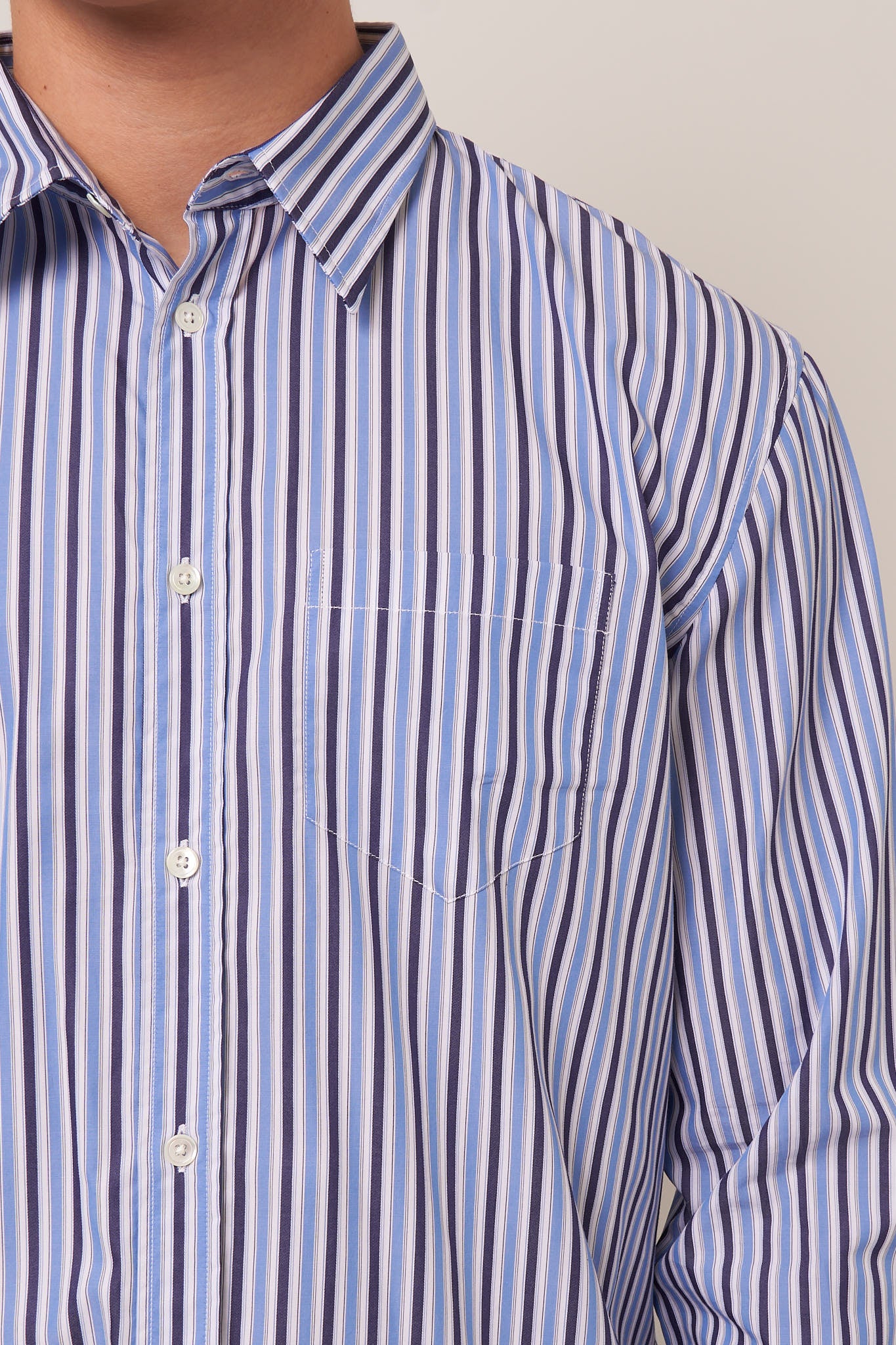 Brook Shirt White/Navy/Sky Blue Stripe