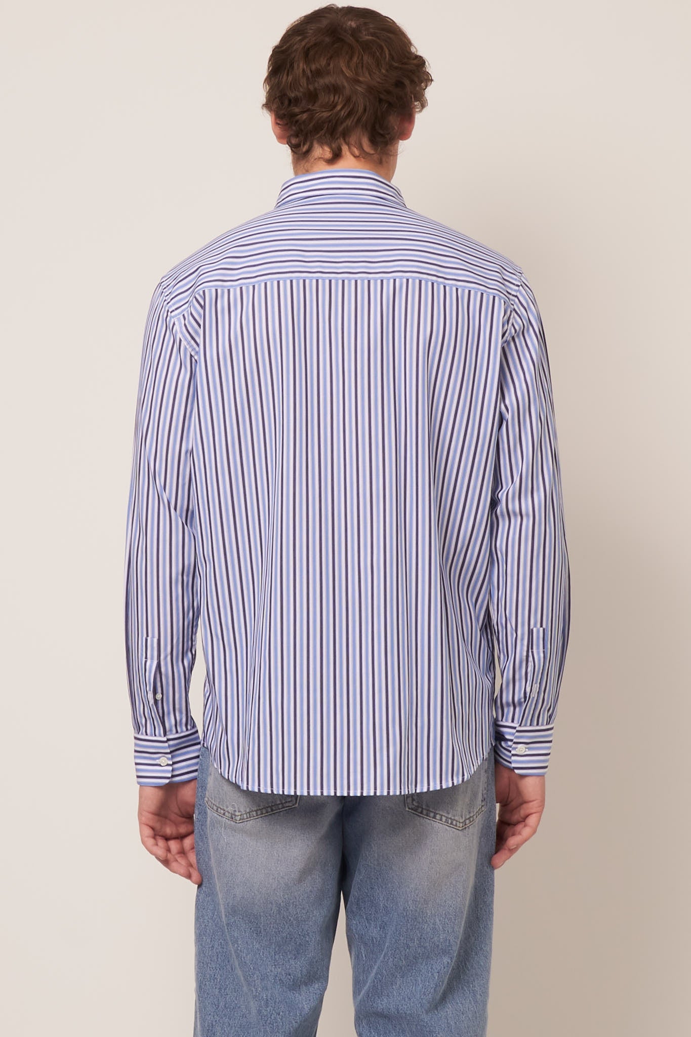 Brook Shirt White/Navy/Sky Blue Stripe