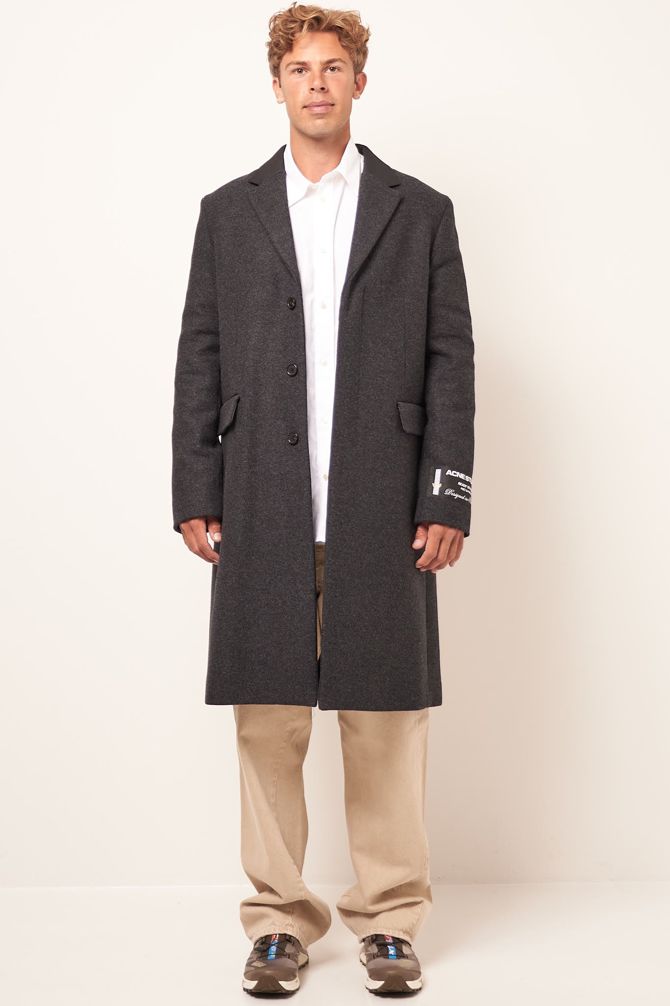 Single Breasted Wool Coat Dark Grey Melange