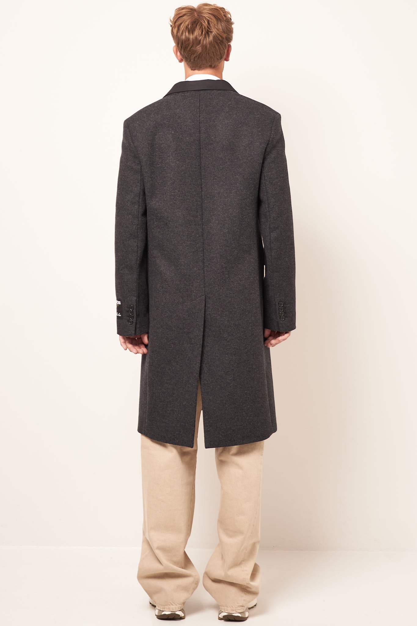 Single Breasted Wool Coat Dark Grey Melange