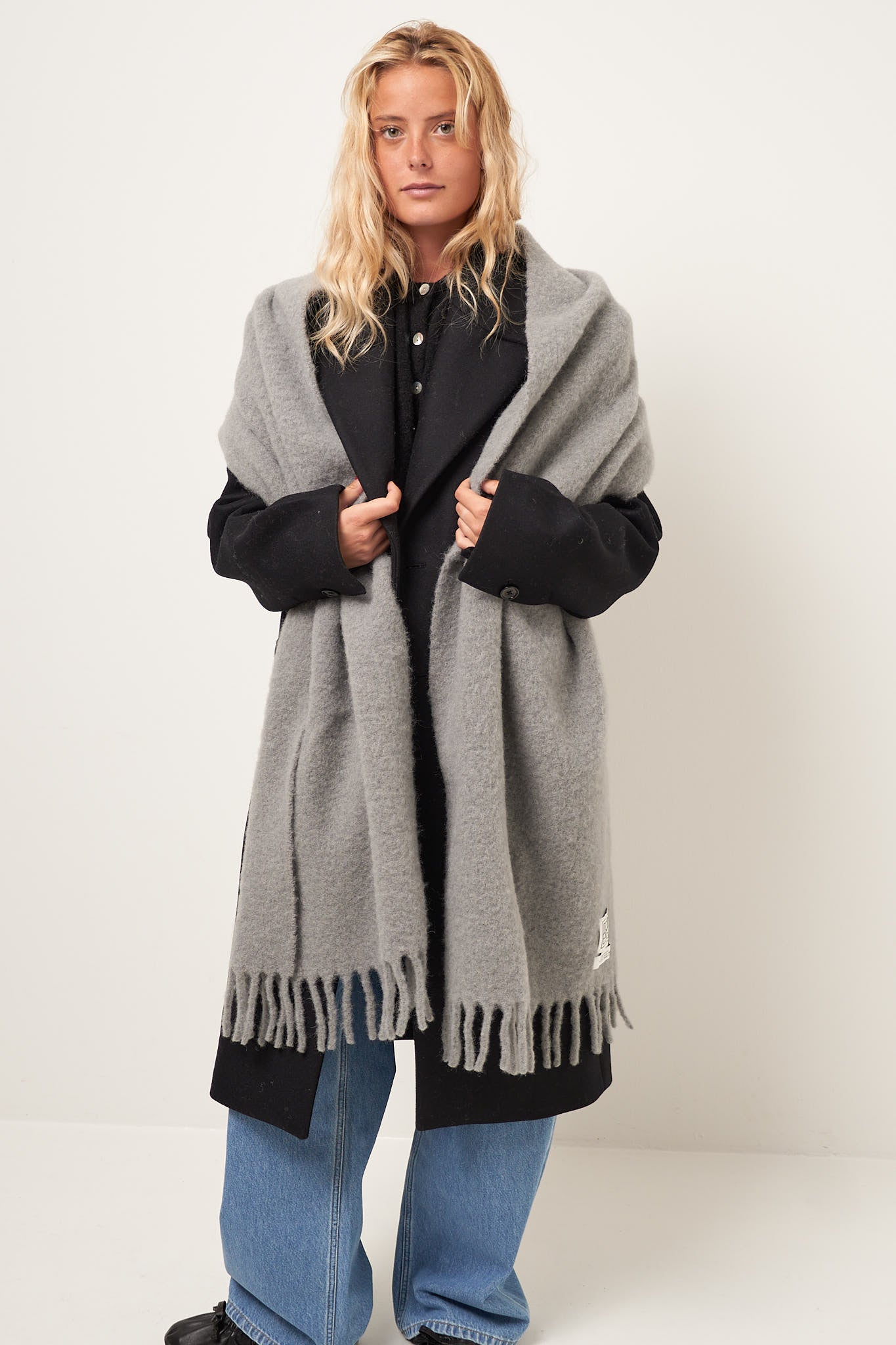 Brushed Alpace Blend Scarf Light Grey Melange