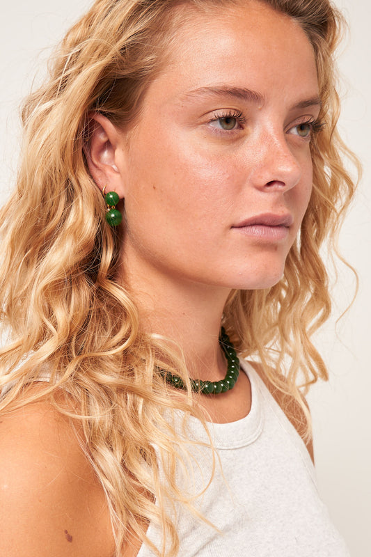 The Hannah Earring Green Agate