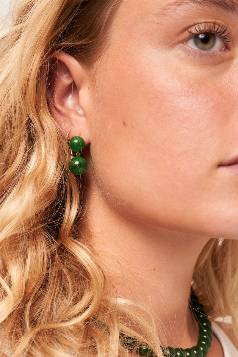 The Hannah Earring Green Agate