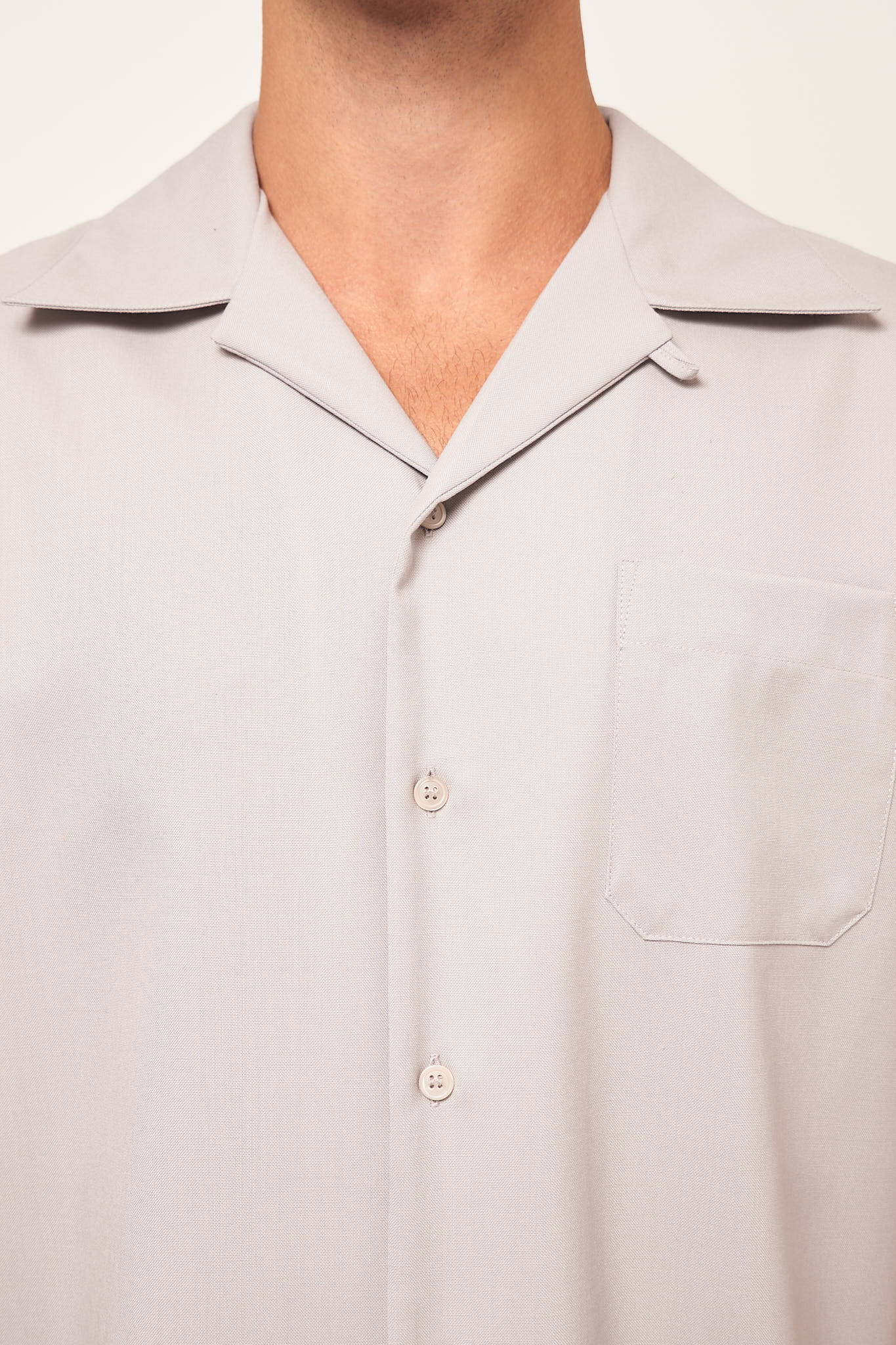 Tropical Wool Bowling Shirt Light Grey