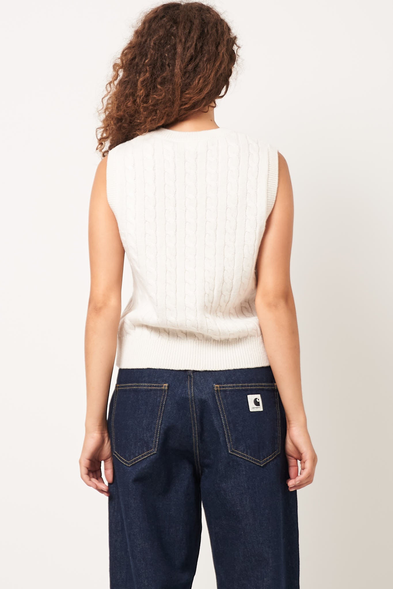 W' Signature Vest Sweater Natural/Dusty Ice