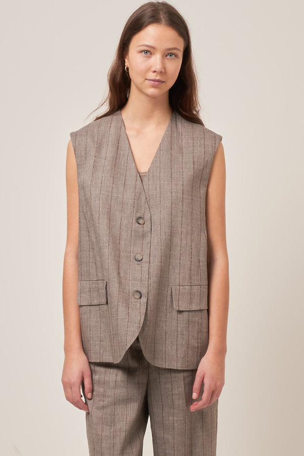 Wednesday Vest Grey/Rusty Stripe