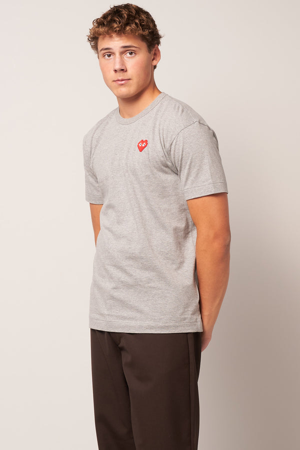 Invader Heart T-Shirt Grey Melange