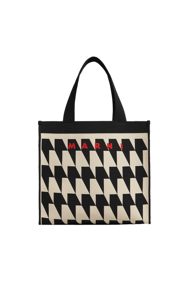 Houndstooth Jacquard Shopping Bag Softbeige/Black