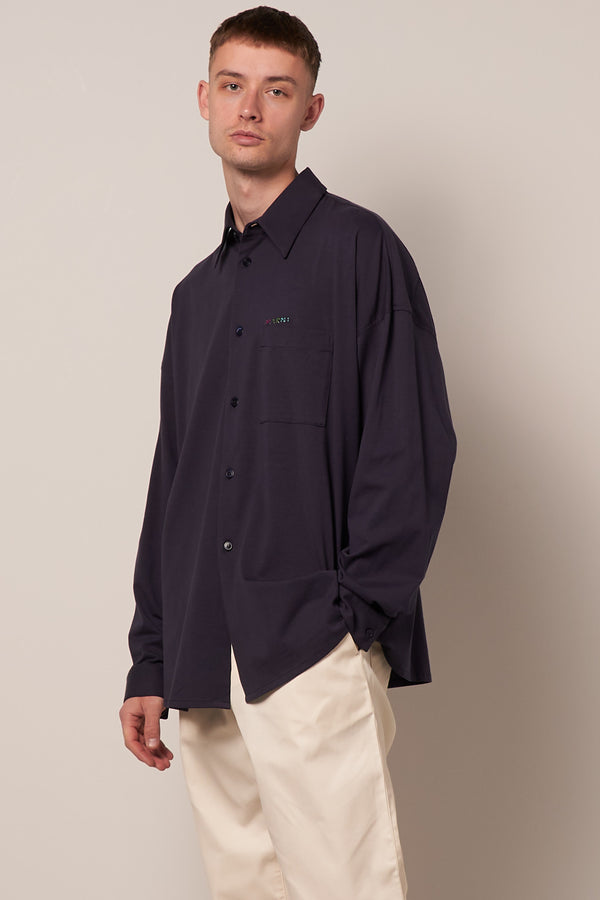 Organic Cotton Jersey Shirt Blue Black