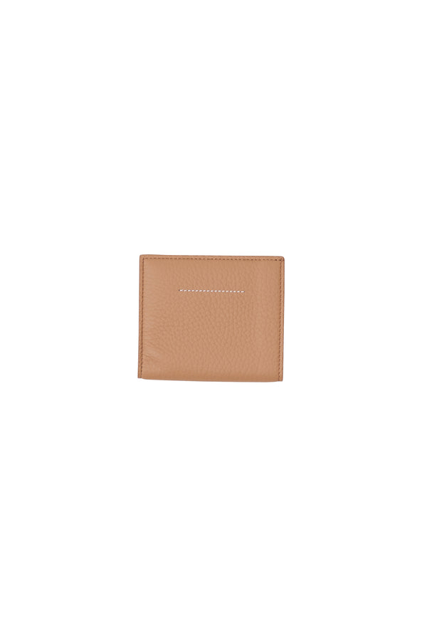 Grainy Leather Logo Wallet Beige
