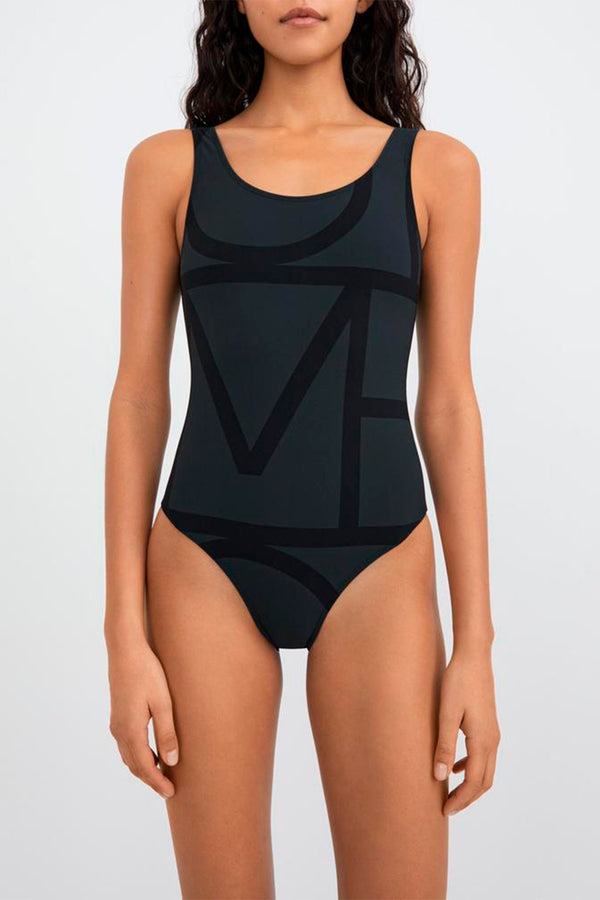 Monogram Swimsuit Black